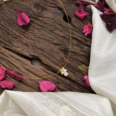 Vriksham Tear Drop With Leaf Pendant Invisible Chain-White-G18437