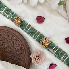 Vriksham Lakshmi 7 Layer Green Beaded With Jhumka Bridal Jada Billai-G19285