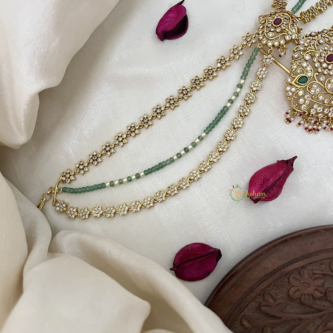 Vriksham Floral Heritage with Pearl & Green Bead Chains Bridal Jada Billai-G19289