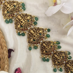 Vriksham Dual Peacock with Lakshmi Bridal Jada Billai-Green Bead-G16394