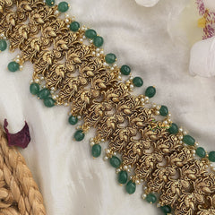 Vriksham Gold Look Alike Dual Peacock Bridal Jada Billai-Green Bead-G16393