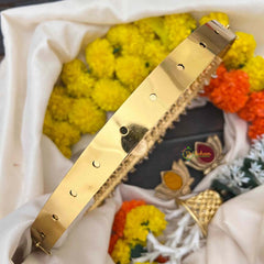 Vriksham Elegant Gurmukhi  Design & Floral Bridal Hipblet-Red Green & White-Gold Bead & Pearls-G22216