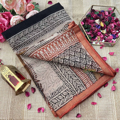 Vriksham Black & Red Floral Kota Cotton Saree-VS4905