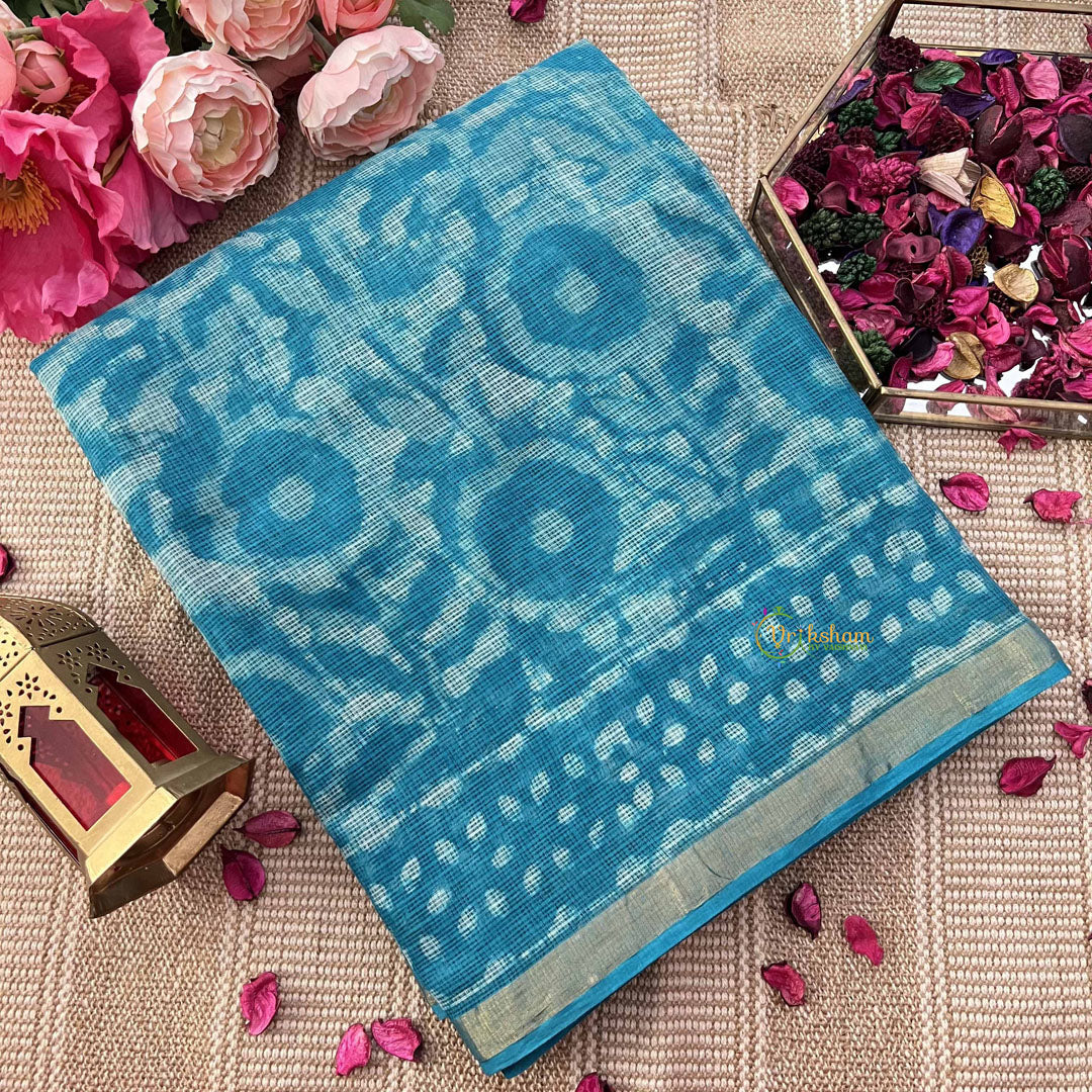 Vriksham Aqua Blue & White Doria Kota Cotton Saree-VS4919