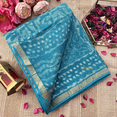 Vriksham Aqua Blue & White Doria Kota Cotton Saree-VS4919