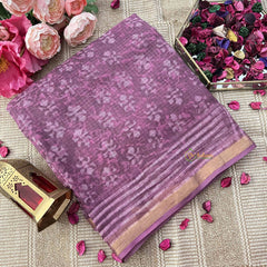 Vriksham Baby pink & White Floral Printed Kota Cotton Saree-VS4908