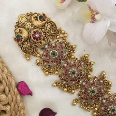 Vriksham CZ Stone Dual Peacock Bridal Jada Billai-Gold Bead-G16396