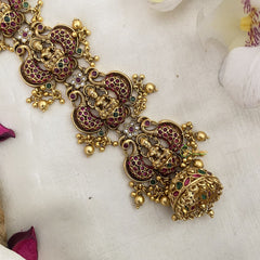 Vriksham Lakshmi With Dual Peacock Bridal Jada Billai-Gold Bead-G16398