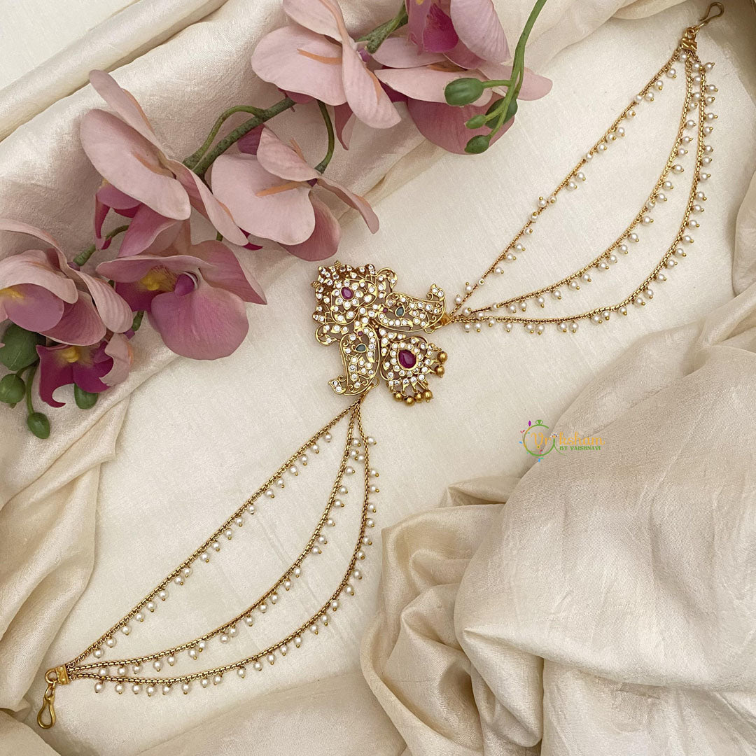 Stylish AD Stone Jada Billai with Pearl Maatil-G14882
