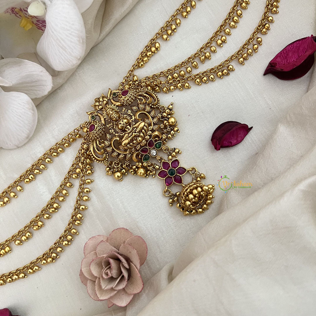 Vriksham Lakshmi & Peacock Jada Billai With Gold Maatil Bridal Jada Billai-Gold Bead-G19318