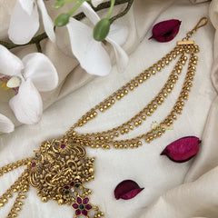 Vriksham Lakshmi & Peacock Jada Billai With Gold Maatil Bridal Jada Billai-Gold Bead-G19318