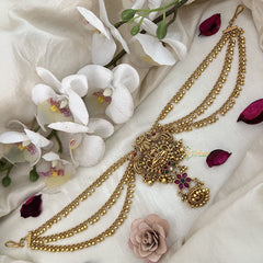 Vriksham Lakshmi & Peacock Jada Billai With Gold Maatil Bridal Jada Billai-Gold Bead-G19318