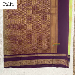 Vriksham Lime Green With Purple Double Border & Circular Zari Motifs Kanchi Silk Saree-VS4785