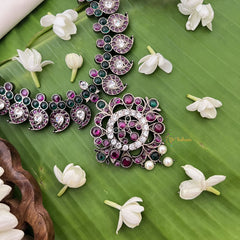 Vriksham Unique Maanga Style Pendant Black Polish Precious  Kemp Short Neckpiece-G17944