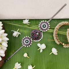 Vriksham Black Polish Traditional Precious Kemp Round Peacock Addigai-Pearl-G18535