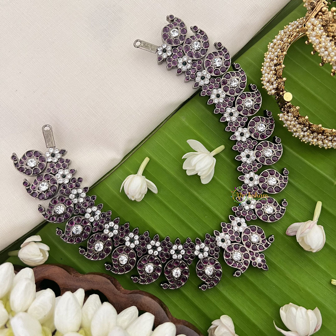 Vriksham Antique Maanga Style Black Polish Kemp Short Neckpiece-G18928