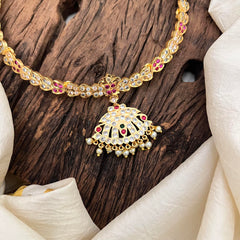 Vintage Style AD Stone Neckpiece-Pearl-G13689