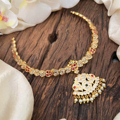 Premium AD Stone 90's Style Neckpiece-Pearl-G13696