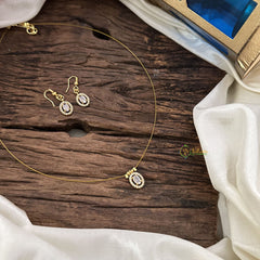 Vriksham Oval Shape Pendant Invisible Chain-White-G18474