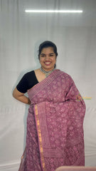 Vriksham Baby pink & White Floral Printed Kota Cotton Saree-VS4908