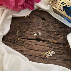 Vriksham 3 Oval Shape Pendant Invisible Chain-White-G18472