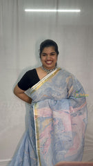 Vriksham White Marble print Hand block Kota Cotton Saree-VS4925