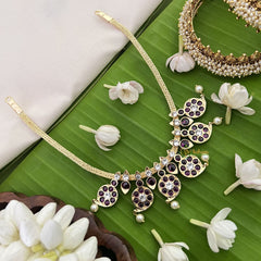 Vriksham Precious Kemp Maanga Pendant Short Neckpiece-Red-Pearl-G18539