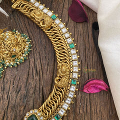 Vriksham Lakshmi Pendant Jalebi Style Short Neckpiece-Green-G16426