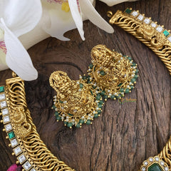 Vriksham Lakshmi Pendant Jalebi Style Short Neckpiece-Green-G16426