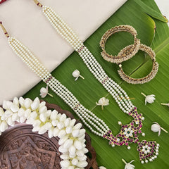 Vriksham 4 Layered Kemp Stone Rani Haram-Pearl-G18552