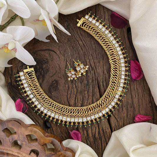 Vriksham Jalebi Style White Short Neckpiece-G16420