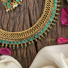 Vriksham Jalebi Style Green Short Neckpiece-G16422