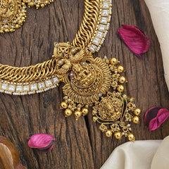 Vriksham 2 Lakshmi Pendant Jalebi Style Short Neckpiece-White-G16427