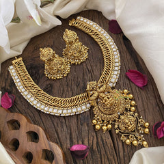 Vriksham 2 Lakshmi Pendant Jalebi Style Short Neckpiece-White-G16427