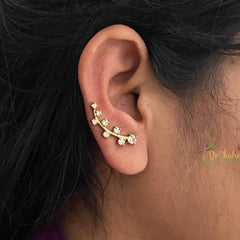 Vriksham Elegant Gold-Shine Arch Ear Cuff & Crystal Detailing Earring-G20258