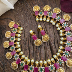Vriksham Emerald Ruby Lakshmi coin neckpiece-G16404