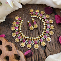 Vriksham Emerald Ruby Lakshmi coin neckpiece-G16404