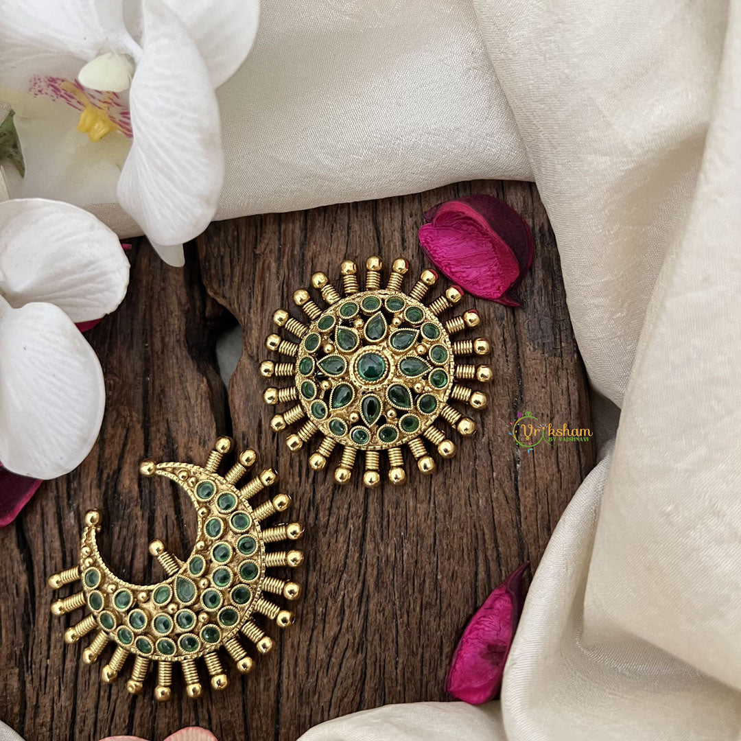 Vriksham Floral & Crescent Design Chandran & Suryan Billai-Green-G19326