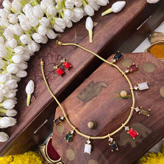 Vriksham Minimalist Muti Color Square Stone With Matching Studs Neckpiece-G22330
