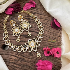 Vriksham Gold Look Alike Floral AD Stone Neckpiece-G16348