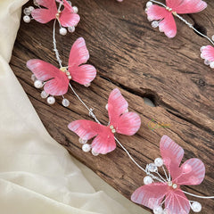 Reddish Pink Butterfly with Beads Hair Accessories-H636