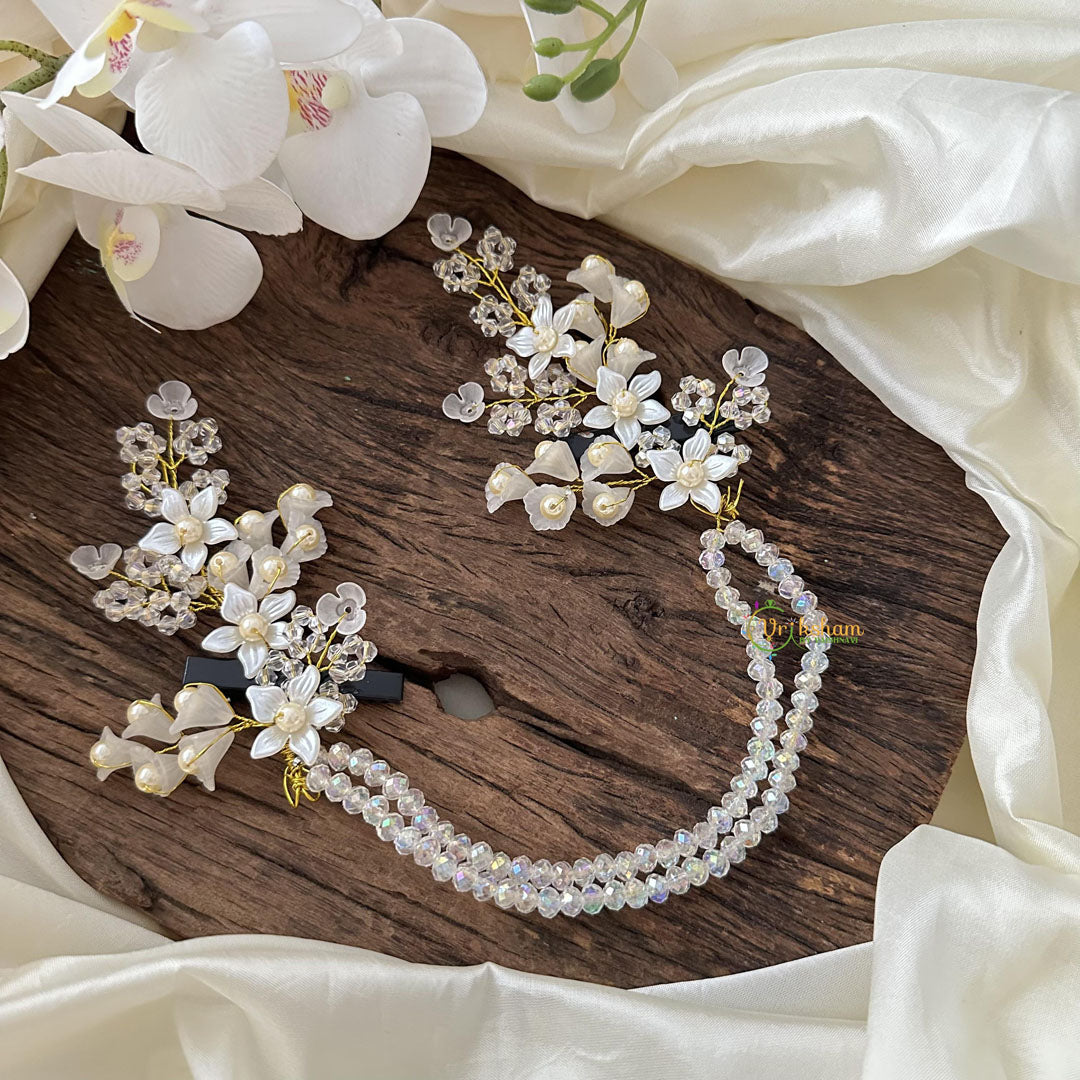 Layered Crystal Silver Floral Bridal Hair Accessories-H633