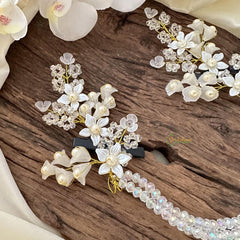 Layered Crystal Silver Floral Bridal Hair Accessories-H633