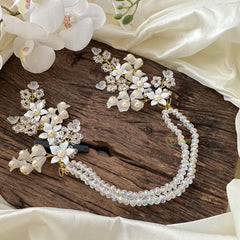 Layered Crystal Silver Floral Bridal Hair Accessories-H633