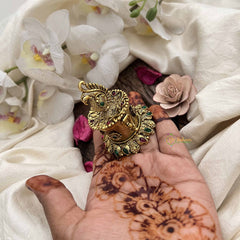 Vriksham Royal Temple Style With Gem Accents Peacock Kumkum Box-G20276