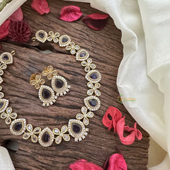 Vriksham Floral Tear Drop Purple Short Neckpiece-G16311
