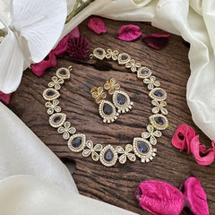 Vriksham Floral Tear Drop Purple Short Neckpiece-G16311