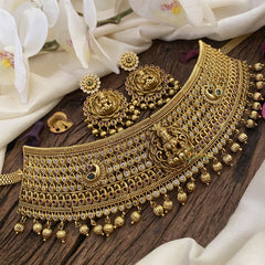 Vriksham AD Lakshmi Dual Peacock High Neck Choker-Gold Bead-G16416