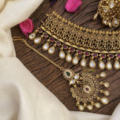 Vriksham Exquisite Gold Look Alike High Neck Choker with Maang Tikka-G16418