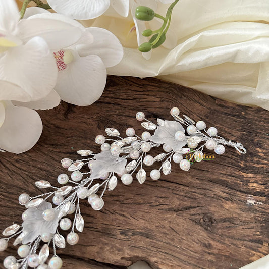 Crystal Pearls Bun Juda Bridal Brooch for Hairstyle-Leaf-H782